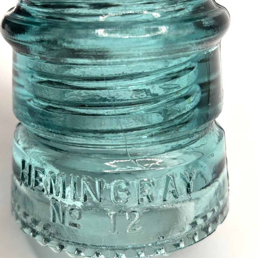 Vintage Hemingray No. 12 Aqua Blue Glass 4" Insulator Patented MAY 2 1893 - Picture 10 of 11